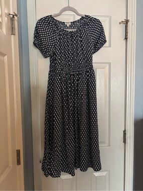 J. Crew Navy and White Floral Midi Dress